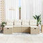 Havesofa Sæt med pude 6 pcs Beige og creme polyrattan