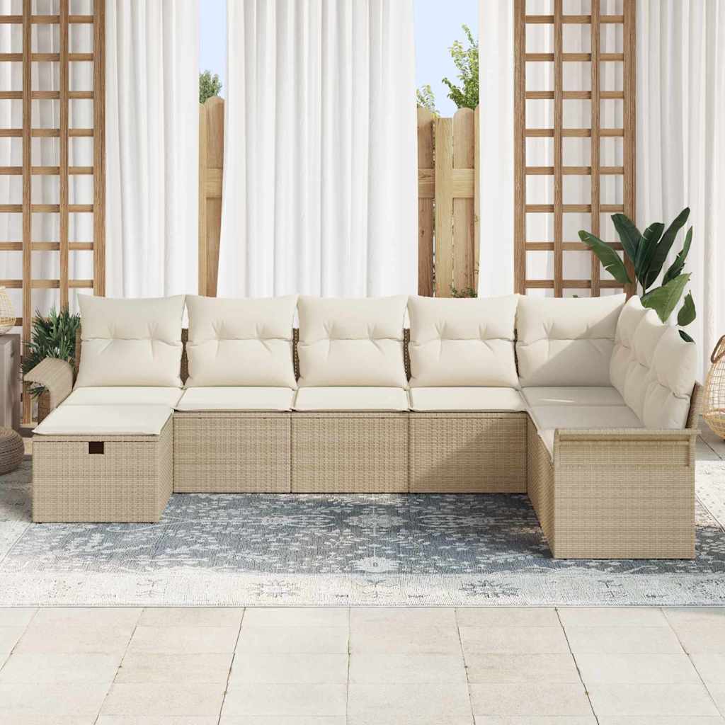 Havesofa Sæt 8 stk. Beige og creme polyrattan