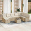 Havesofa Sæt med pude 9 pcs Beige og creme polyrattan