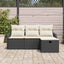 Havesofa Sæt med pude 4 pcs Sort og Cream polyrattan