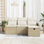 Havesofa Sæt med pude 4 pcs Beige og creme polyrattan