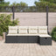 Havesofa Sæt med pude 5 pcs Sort og cremefarvet Poly rattan