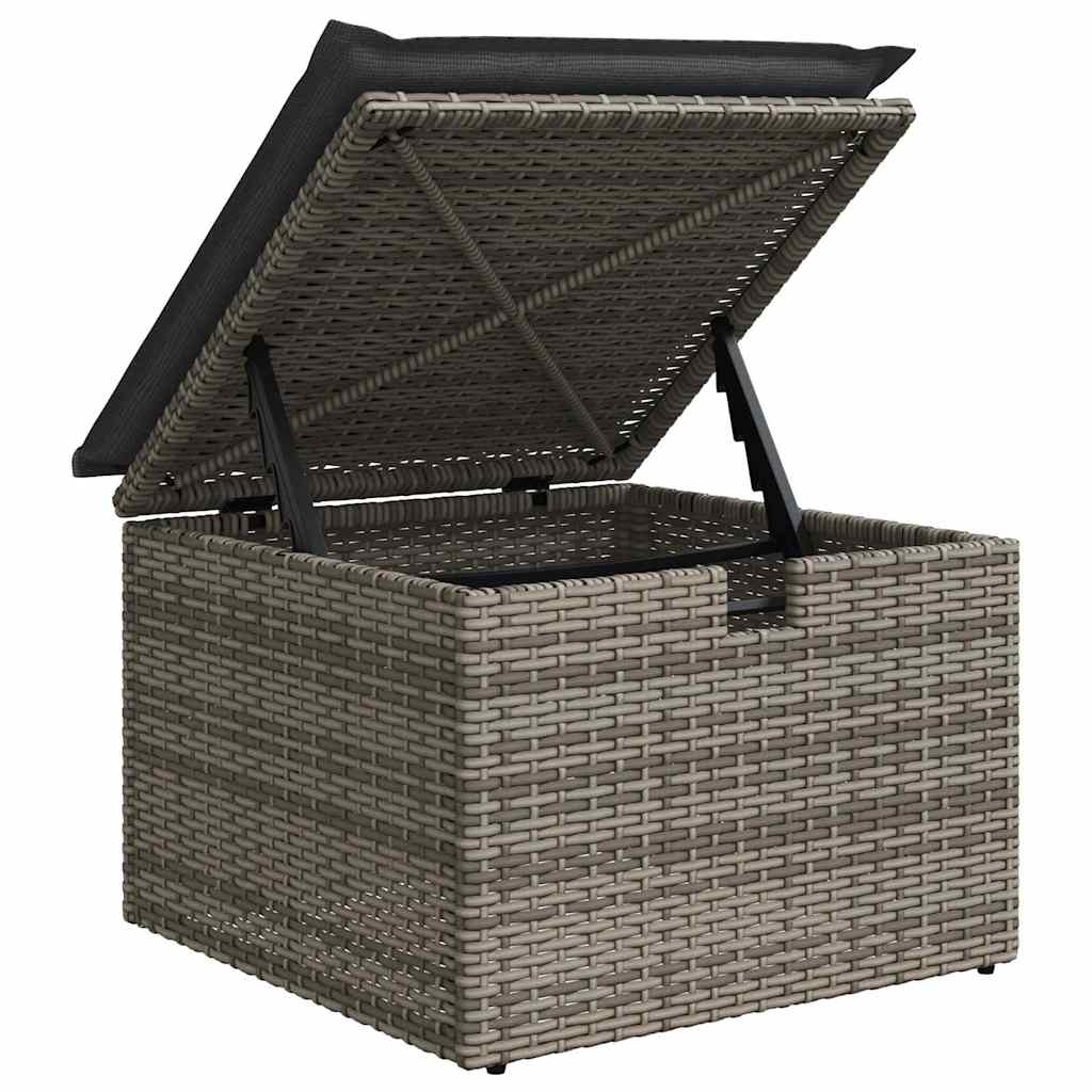 Havesofa Sæt med pude med opbevaring 5 pcs Grå polyrattan