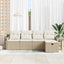 Havesofa Sæt med pude 5 pcs Beige og creme polyrattan
