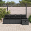 Havesofa Sæt med pude med opbevaring 5 pcs Sort Poly rattan