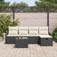 Havesofa Sæt med pude 6 pcs Sort og Cream polyrattan