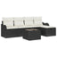 Havesofa Sæt med pude 6 pcs Sort og Cream polyrattan