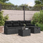 Havesofa Sæt med pude med opbevaring 6 pcs Sort polyrattan