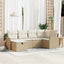 Havesofa Sæt med pude 6 pcs beige og cremefarvet Poly rattan