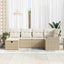 Havesofa Sæt med pude 6 pcs beige og cremefarvet Poly rattan