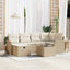 Havesofa Sæt med pude 7 pcs beige og cremefarvet Poly rattan
