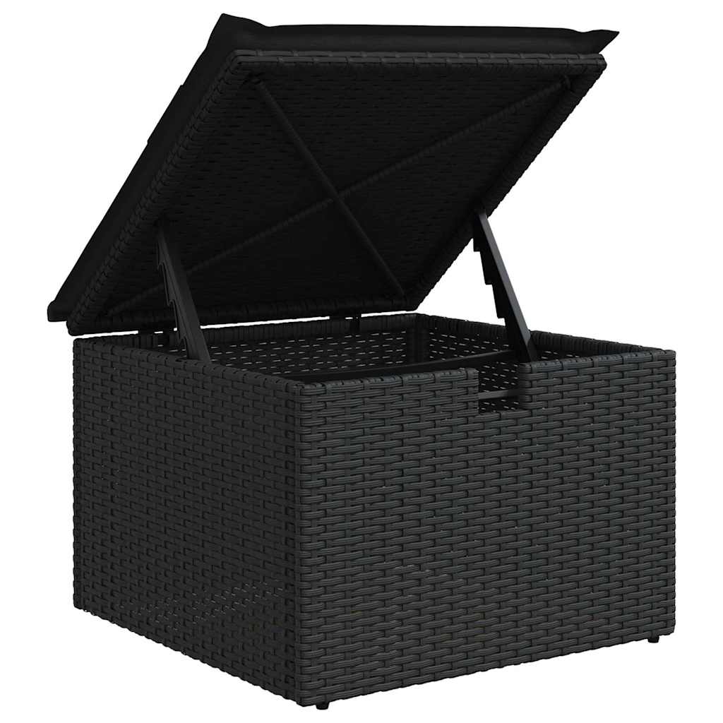 Sofa Sæt med pude med opbevaring 8 pcs Sort polyrattan