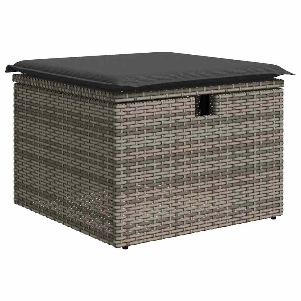 Sofa Sæt med pude med opbevaring 4 pcs Grå polyrattan