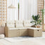 Sofa Sæt med pude 4 pcs Beige og creme polyrattan