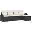 Sofa Sæt med pude med opbevaring 5 pcs Sort og Cream polyrattan