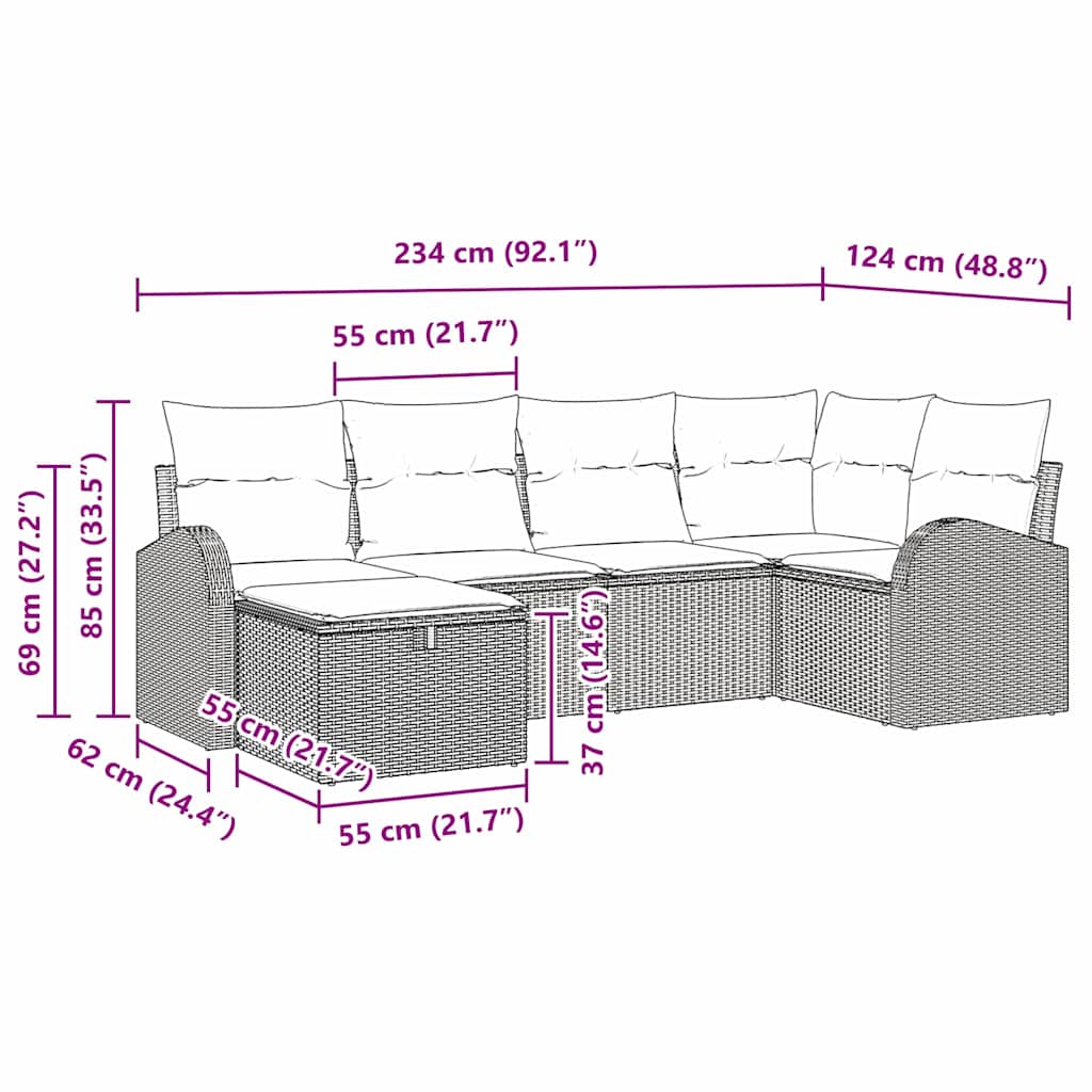 Sofa Sæt med pude med opbevaring Beige og creme polyrattan
