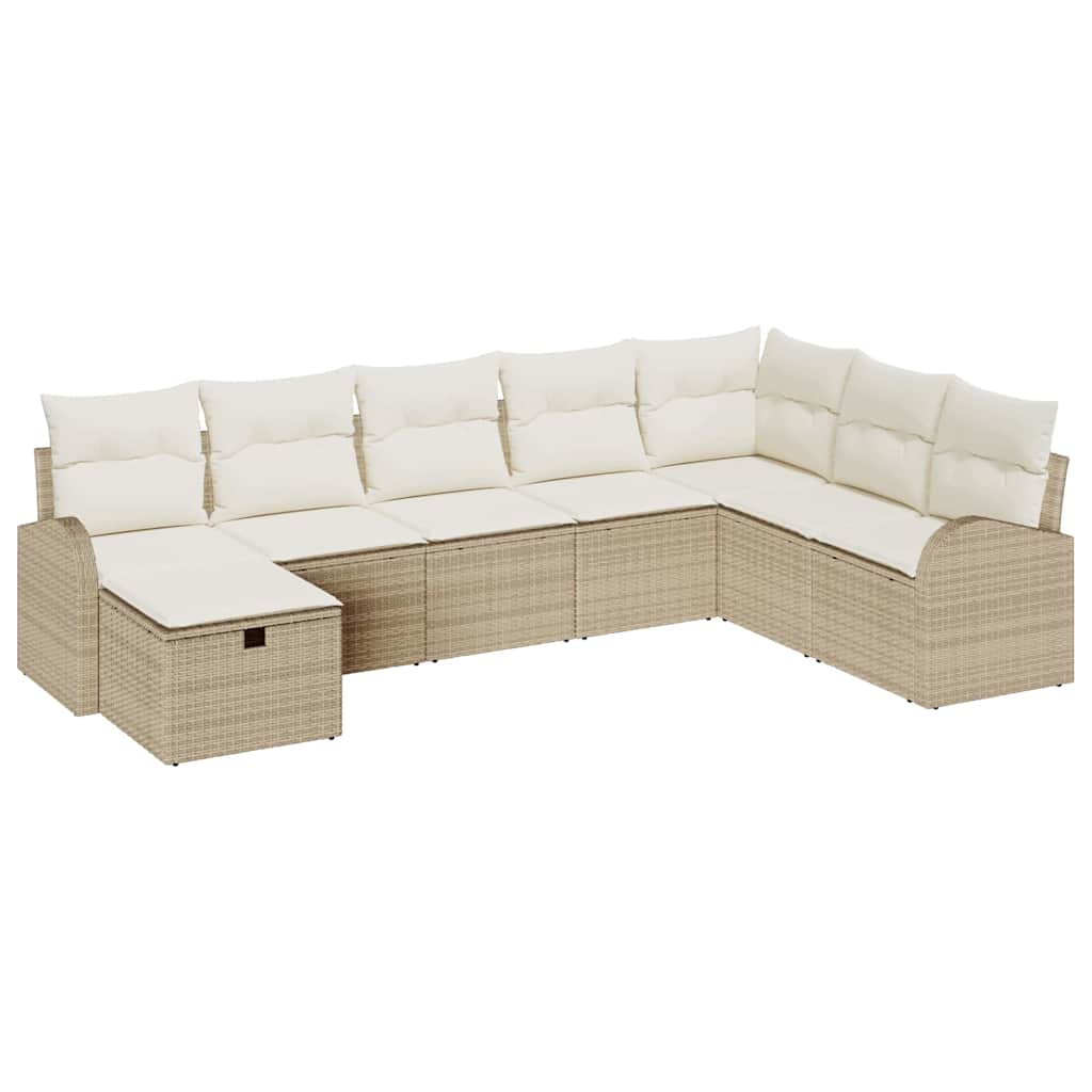 Sofa Sæt med pude beige og cremefarvet polyrattan
