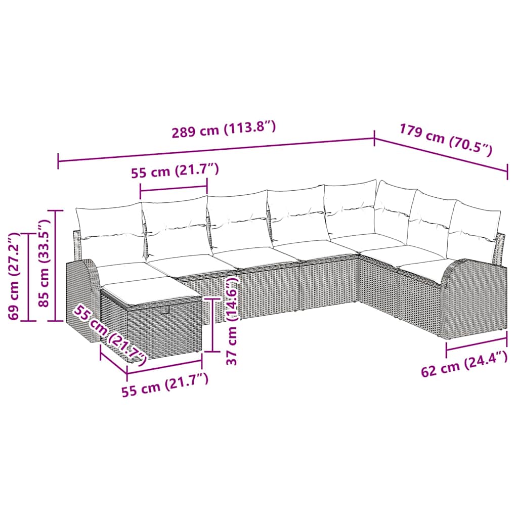 Sofa Sæt med pude beige og cremefarvet polyrattan