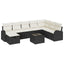 Sofa Sæt 9 stk. Sort og cremefarvet polyrattan