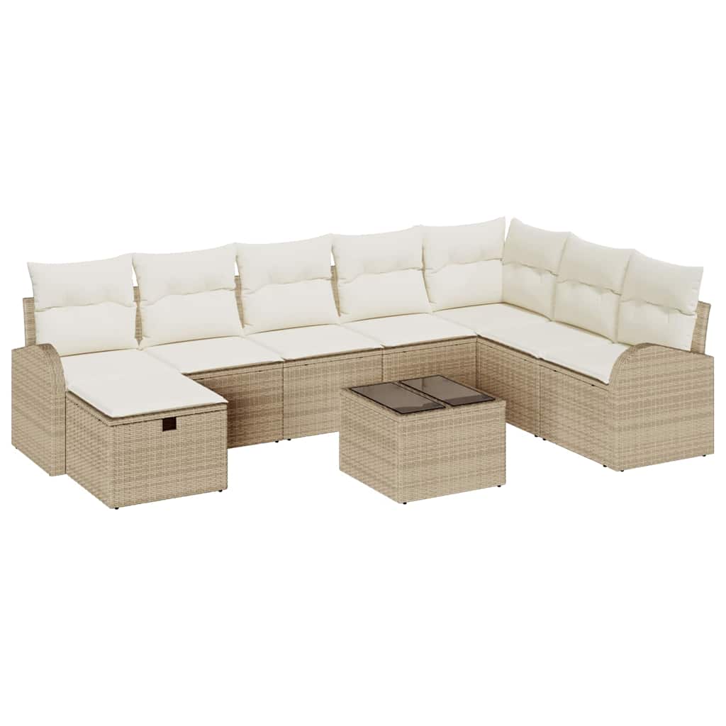 Sofa Sæt med pude beige og cremefarvet polyrattan