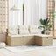 Sofa Sæt med pude 4 pcs Beige og creme polyrattan