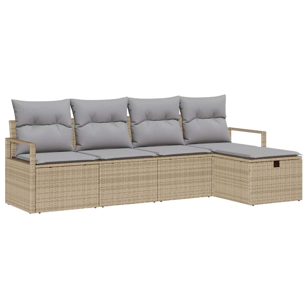 Sofa Sæt 5 stk. 5-Antal sæder Beige og lys grå polyrattan