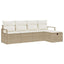 Sofa Sæt 5 stk. 5-Antal sæder Beige og creme polyrattan