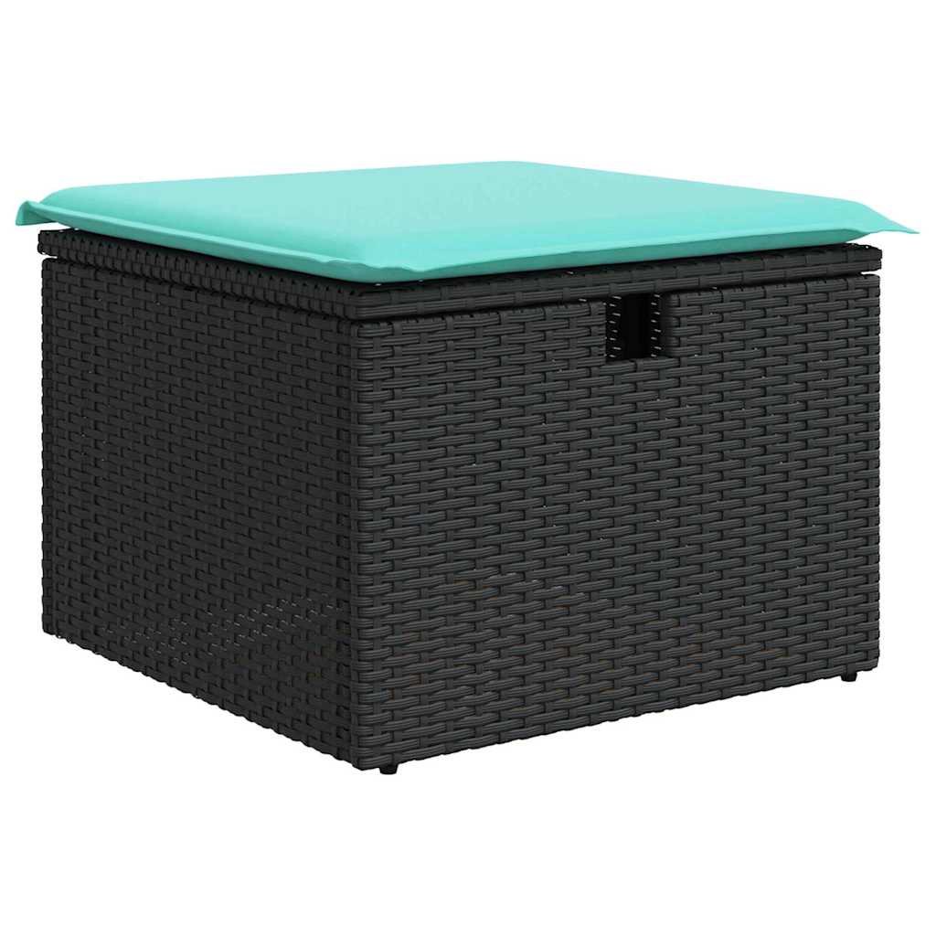 Sofa Sæt med pude 5 pcs Sort og turkis polyrattan