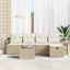 Sofa Sæt 6 stk. 5-Antal sæder Beige og creme polyrattan