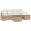 Sofa Sæt 6 stk. 5-Antal sæder Beige og creme polyrattan
