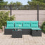 Sofa Sæt med pude 6 pcs Sort og turkis polyrattan