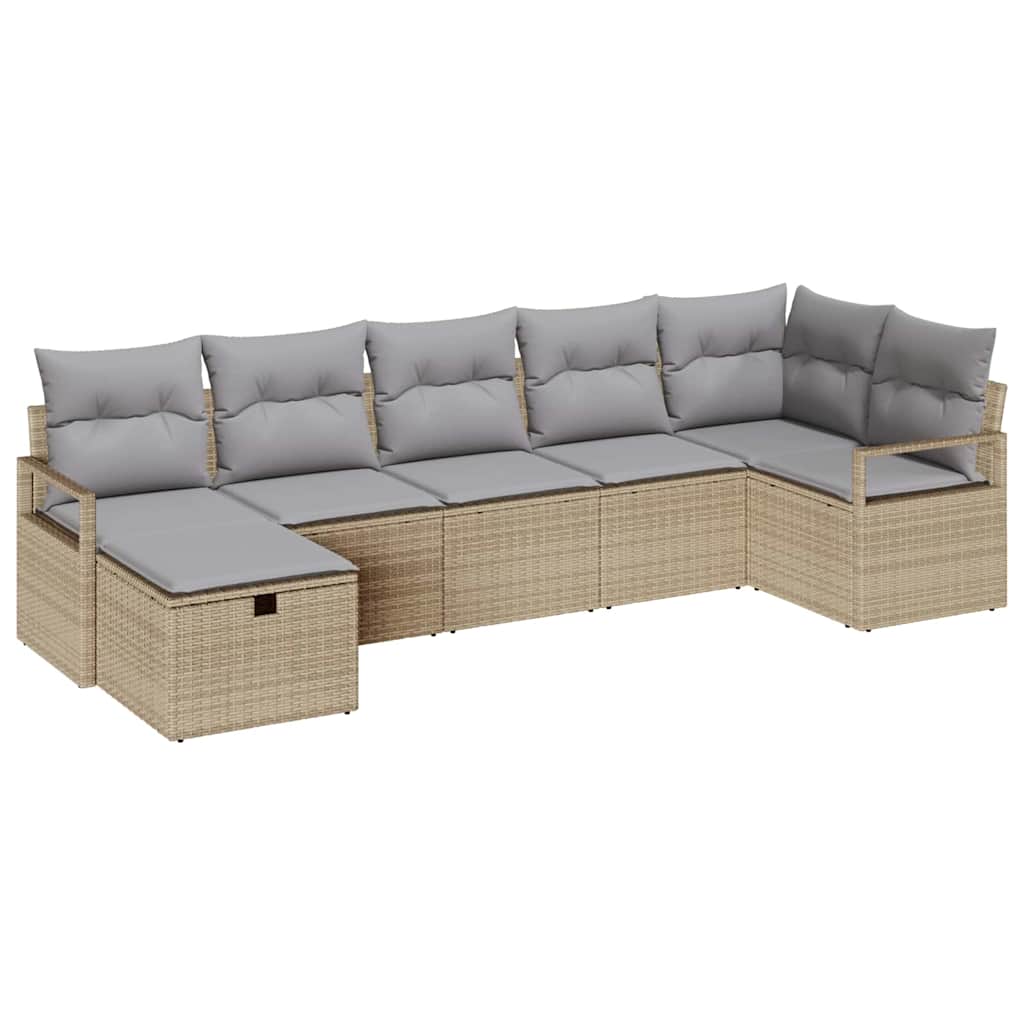 Sofa Sæt 7 stk. Beige og lys grå polyrattan