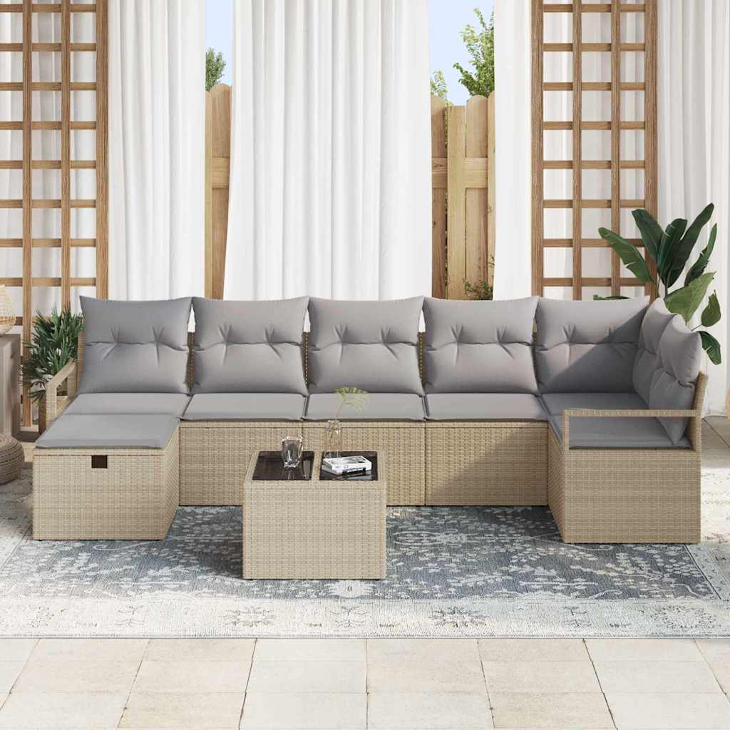 Sofa Sæt 8 stk. Beige og lys grå polyrattan