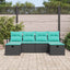 Sofa Sæt med pude 6 pcs Sort og turkis polyrattan