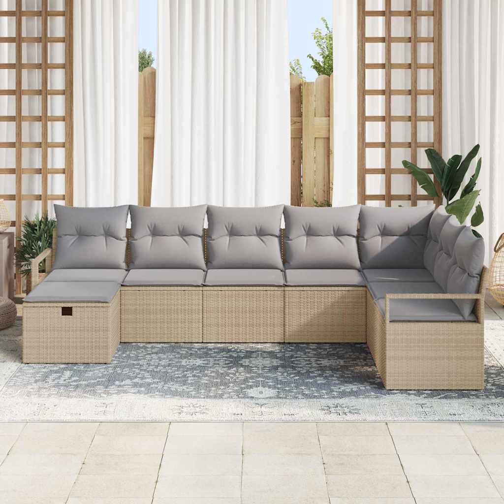 Sofa Sæt 8 stk. 8-Antal sæder Beige og lys grå polyrattan