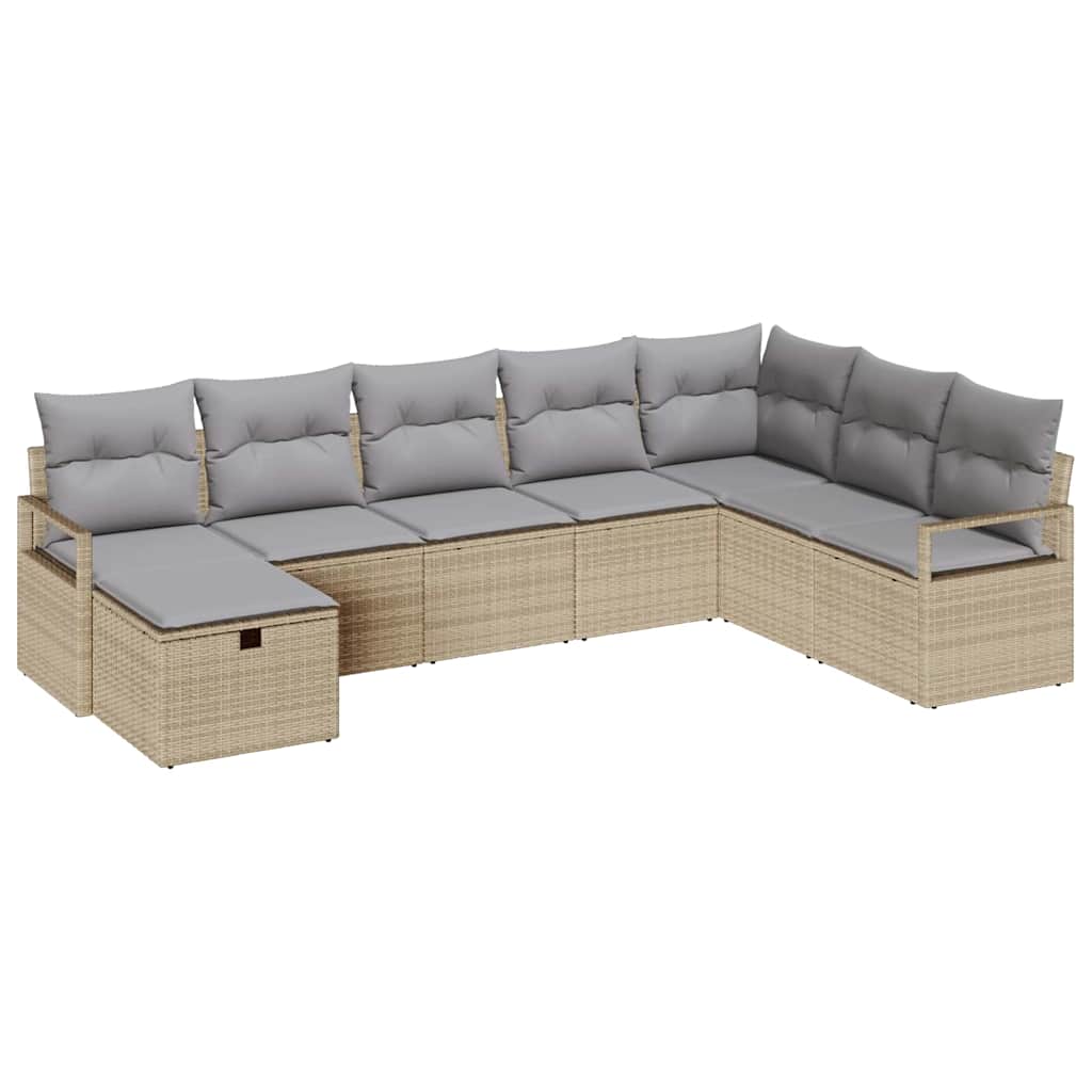 Sofa Sæt 8 stk. 8-Antal sæder Beige og lys grå polyrattan