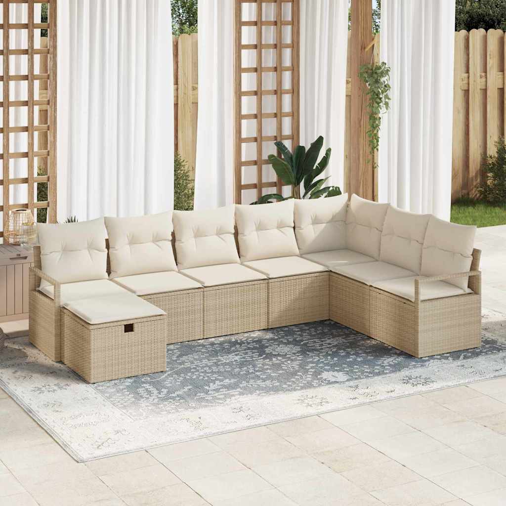Sofa Sæt med pude med opbevaring Beige og creme polyrattan