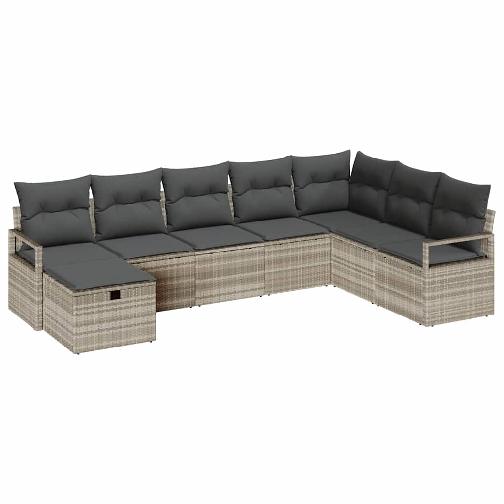 Sofa Sæt med pude med opbevaring Lysegrå polyrattan