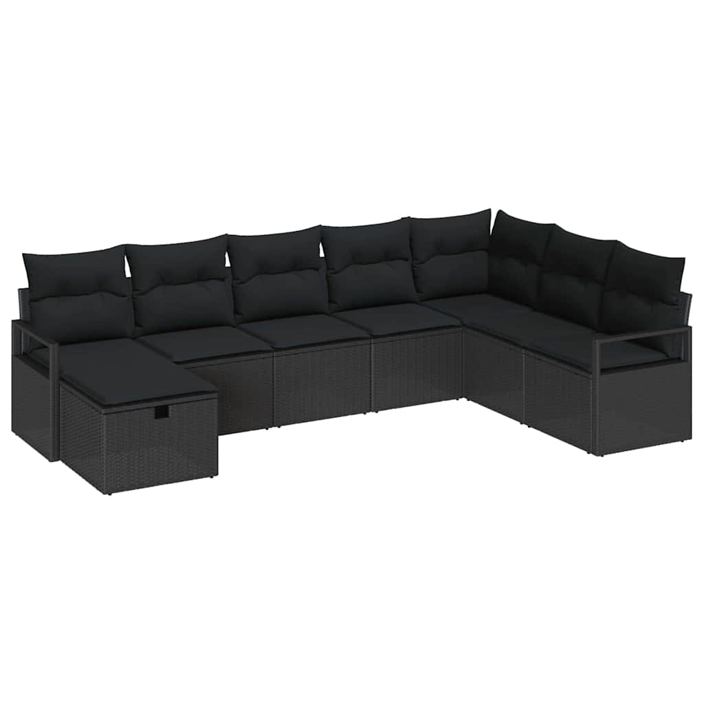 Sofa Sæt med pude med opbevaring 8 pcs Sort polyrattan