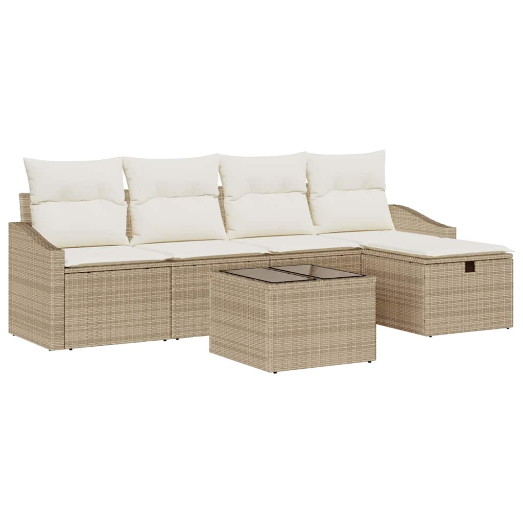 Sofa Sæt 6 stk. Beige polyrattan