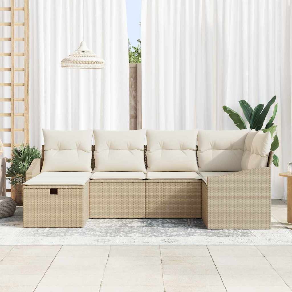 Sofa Sæt med pude med opbevaring Beige og creme polyrattan