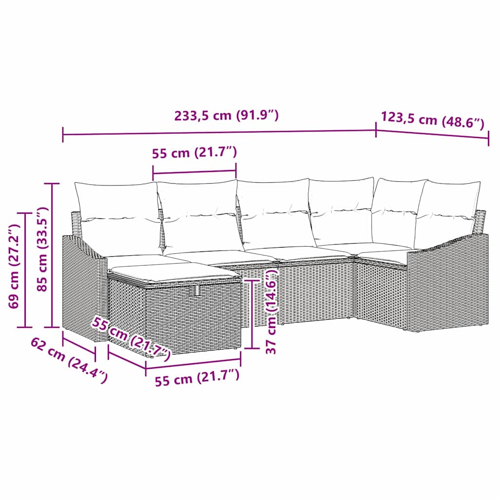 Sofa Sæt med pude med opbevaring Beige og creme polyrattan