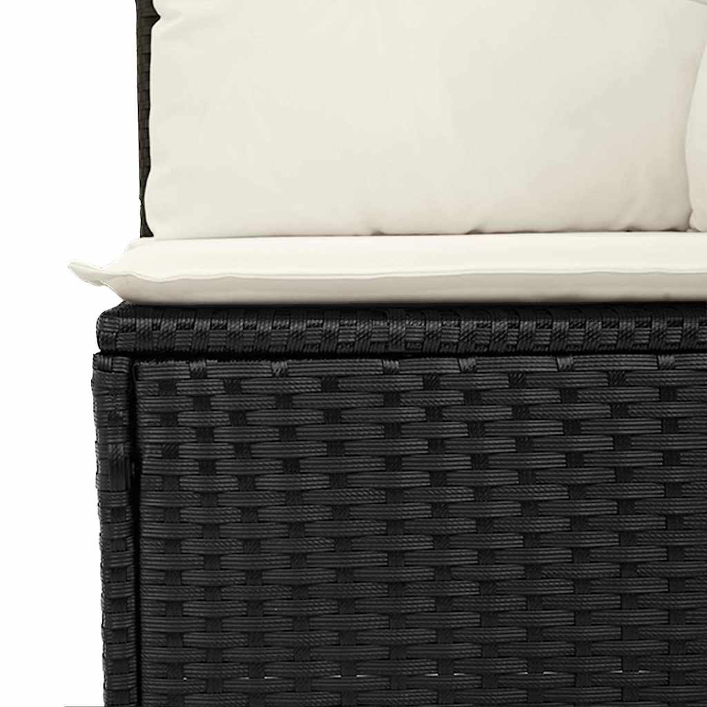 Sofa Sæt med pude med opbevaring Sort og Cream polyrattan