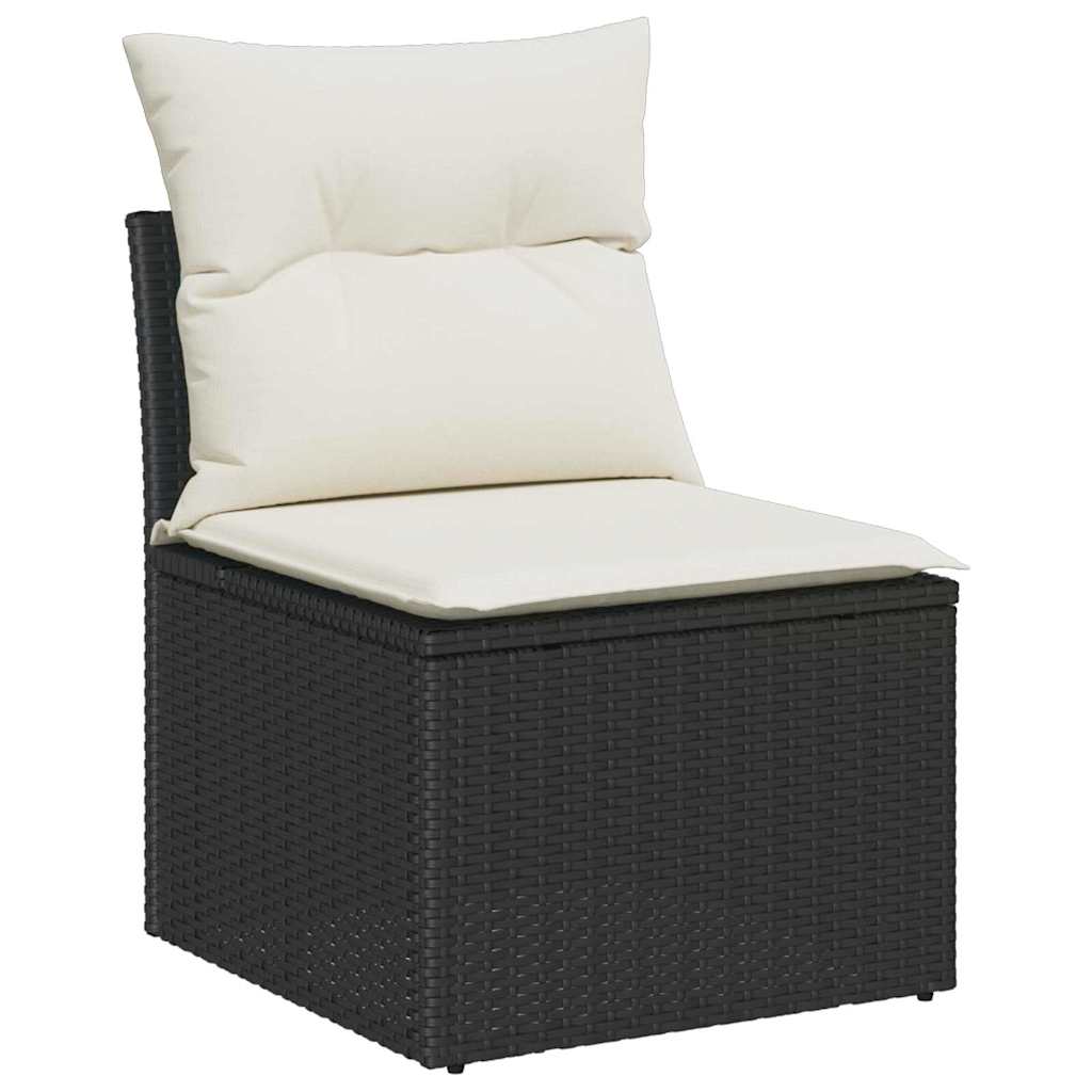 Sofa Sæt med pude med opbevaring Sort og Cream polyrattan