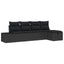 Havesofa Sæt 5 stk. Sort polyrattan