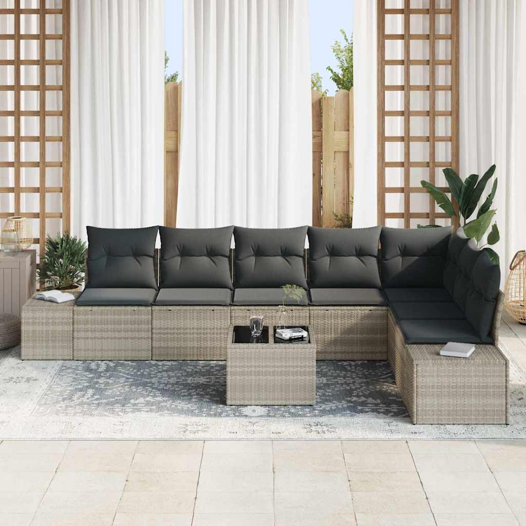 Havesofa Sæt 9 stk. Lysegrå polyrattan