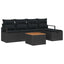 Havesofa Sæt 6 stk. Sort polyrattan