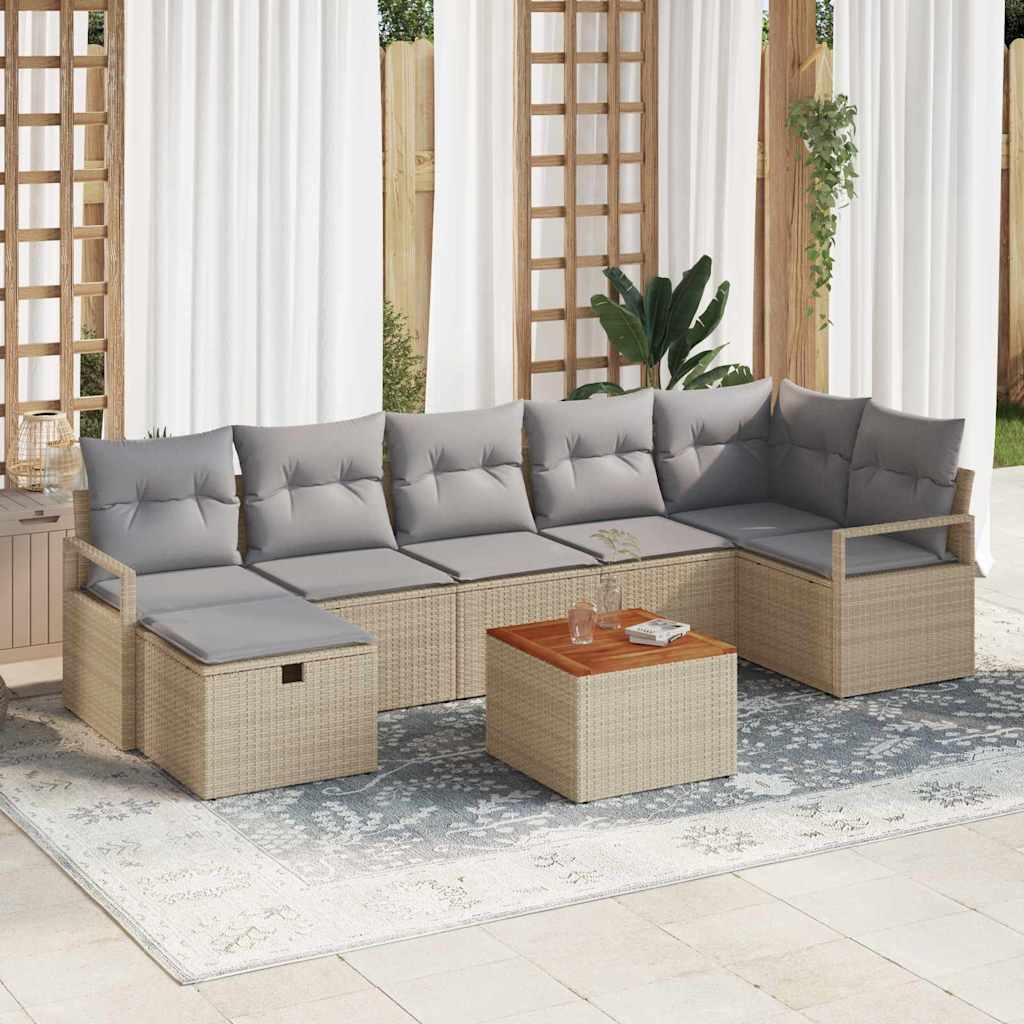 Havesofa Sæt 8 stk. Beige polyrattan