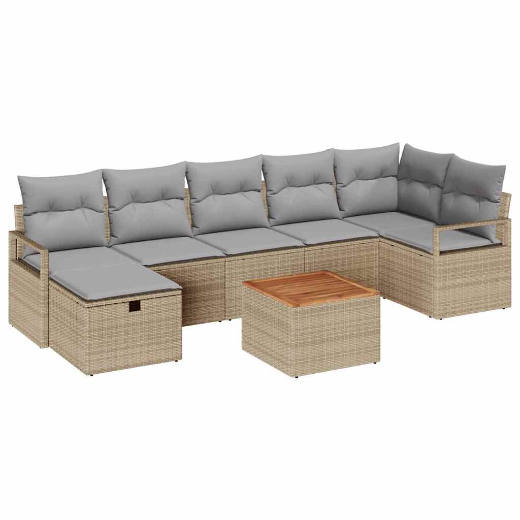 Havesofa Sæt 8 stk. Beige polyrattan