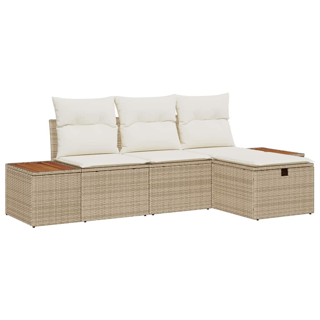 Havesofa Sæt 4 stk. Beige polyrattan